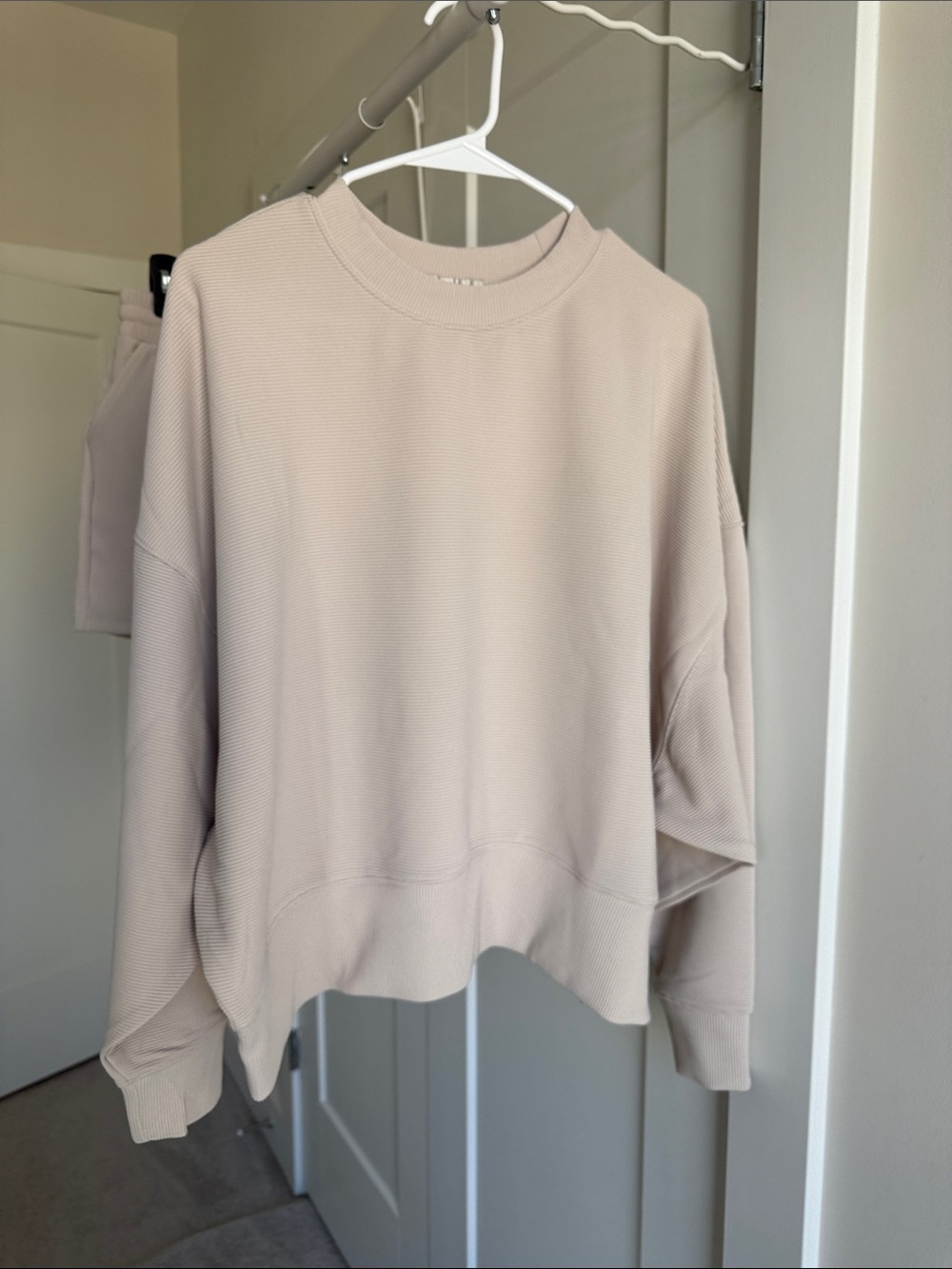 2 Piece Set Ribbed Drawstring Shorts and Top - Cream - Picture 4 of 7